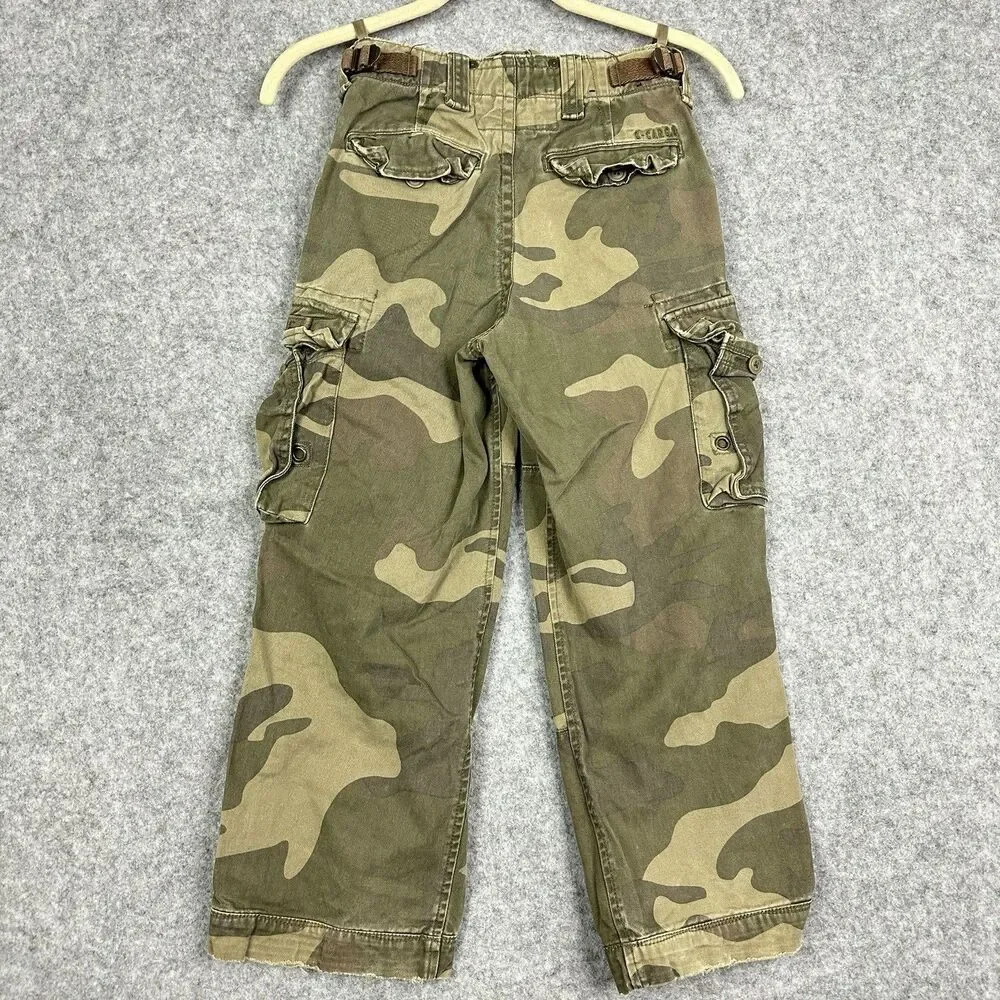 Vintage Gap Camo Cargo Pants Kids Boys Sz 7R Relaxed Straight Adjustable Waist*